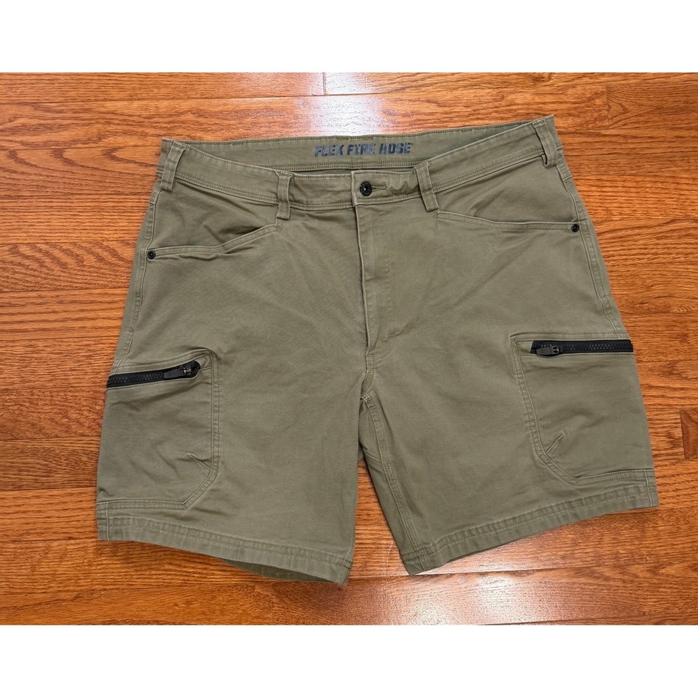 Duluth Trading Co Flex Fire Hose Cargo Shorts Mens 40 Standard Fit Green Utility